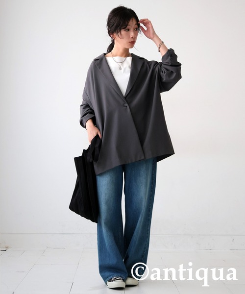 antiqua(アンティカ)の「シンプルジャケット(テーラードジャケット・レディース・グレー/ブラック・FREE)」の9枚目の写真
