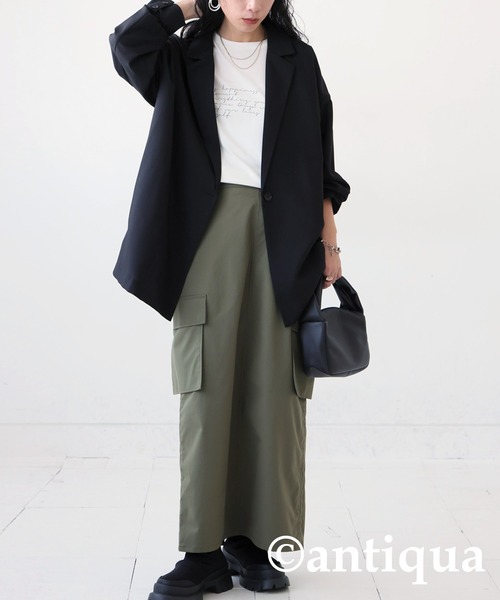 antiqua(アンティカ)の「シンプルジャケット(テーラードジャケット・レディース・グレー/ブラック・FREE)」の4枚目の写真