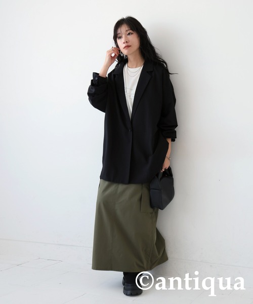 antiqua(アンティカ)の「シンプルジャケット(テーラードジャケット・レディース・グレー/ブラック・FREE)」の6枚目の写真