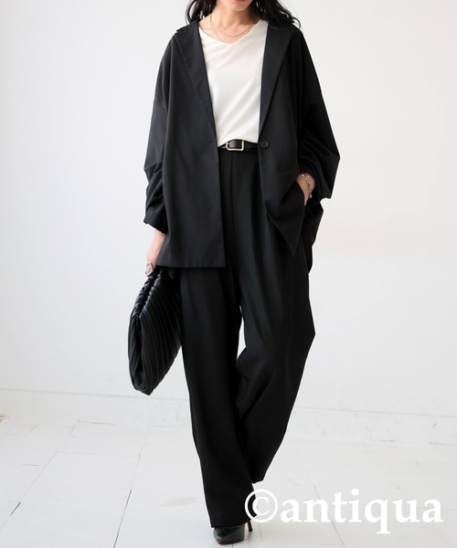 antiqua(アンティカ)の「シンプルジャケット(テーラードジャケット・レディース・グレー/ブラック・FREE)」の7枚目の写真