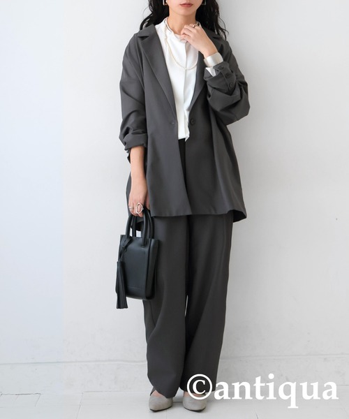 antiqua(アンティカ)の「シンプルジャケット(テーラードジャケット・レディース・グレー/ブラック・FREE)」の13枚目の写真