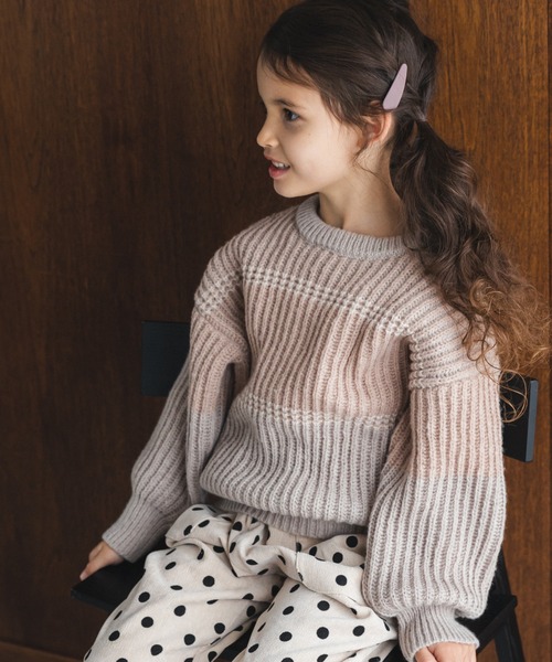 pairmanon(ペアマノン)の「ブロックカラー クルーネック ニット プルオーバー(ニット/セーター・キッズ・ライトブルー/ピンク/マスタード・L/M/XS/S)」の3枚目の写真