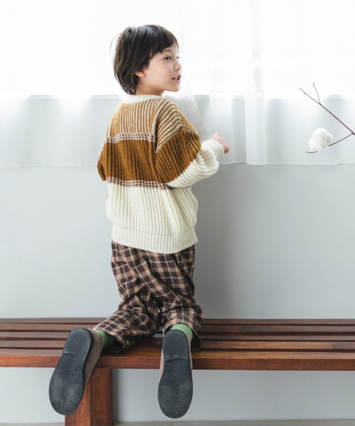 pairmanon(ペアマノン)の「ブロックカラー クルーネック ニット プルオーバー(ニット/セーター・キッズ・ライトブルー/ピンク/マスタード・L/M/XS/S)」の7枚目の写真