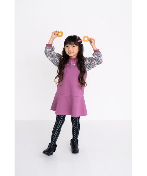 nino（ニノ）の「ギンガムリボンジャガードワンピース（ワンピース・キッズ・ローズ/ブラック・110cm/100cm/120cm/90cm）」の9枚目の写真