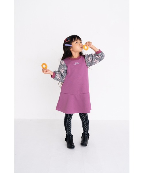 nino（ニノ）の「ギンガムリボンジャガードワンピース（ワンピース・キッズ・ローズ/ブラック・110cm/100cm/120cm/90cm）」の10枚目の写真