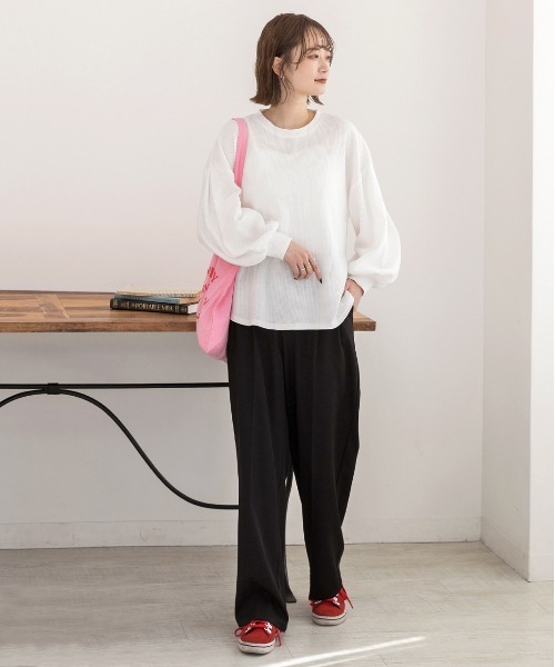 ad thie(アドティエ)の「ボリュームタックスリーブ ワッフルカットソー(Tシャツ/カットソー・レディース・オフホワイト/ブラック/オートミール・LARGE/MEDIUM)」の5枚目の写真