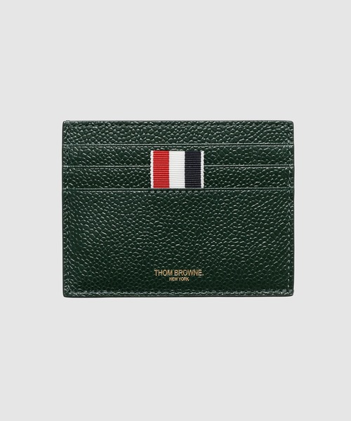 THOM BROWNE（トムブラウン）の「SINGLE CARD HOLDER W/ NOTE COMPARTMENT u0026 4 BAR IN PEBBLE GRAIN LEATHER（カードケース・メンズ・ダークグリーン・ONE SIZE）」の2枚目の写真