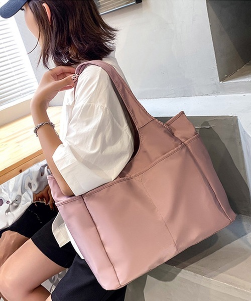 shopnikoniko(ショップニコニコ)の「ナイロン トートバッグ 大容量 トラベルバッグ A4 軽量(ボストンバッグ・レディース・ブラック/ブルー/ピンク・フリー)」の6枚目の写真