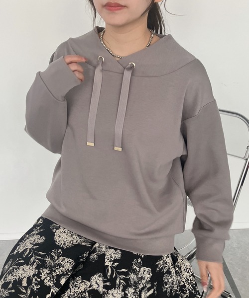 AS KNOW AS plus(アズノゥアズプラス)の「☆ダンボール ドルマンスリーブプルオーバー(スウェット・レディース・モカ/アイボリー/チャコールグレー/ブルーグレー/ラベンダー/ベージュ/グレイッシュベージュ/グリーン・FREE)」の6枚目の写真