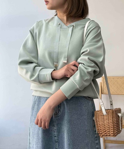 AS KNOW AS plus(アズノゥアズプラス)の「☆ダンボール ドルマンスリーブプルオーバー(スウェット・レディース・モカ/アイボリー/チャコールグレー/ブルーグレー/ラベンダー/ベージュ/グレイッシュベージュ/グリーン・FREE)」の7枚目の写真