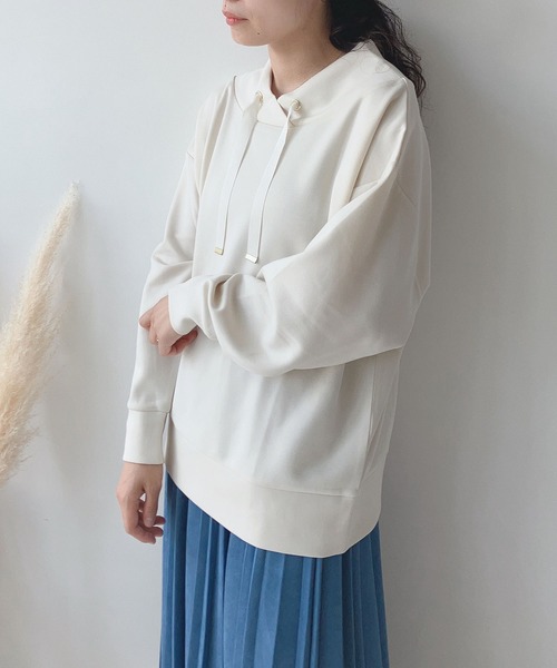 AS KNOW AS plus(アズノゥアズプラス)の「☆ダンボール ドルマンスリーブプルオーバー(スウェット・レディース・モカ/アイボリー/チャコールグレー/ブルーグレー/ラベンダー/ベージュ/グレイッシュベージュ/グリーン・FREE)」の2枚目の写真