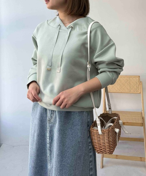 AS KNOW AS plus(アズノゥアズプラス)の「☆ダンボール ドルマンスリーブプルオーバー(スウェット・レディース・モカ/アイボリー/チャコールグレー/ブルーグレー/ラベンダー/ベージュ/グレイッシュベージュ/グリーン・FREE)」の18枚目の写真