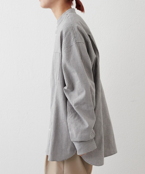 CIAOPANIC TYPY（チャオパニックティピー）の「【ユニセックス】ビエラチェック微起毛バンドカラーシャツ（シャツ/ブラウス・メンズ・ベージュ/オフホワイト/ブルー/グレー/グリーン/ネイビー・MEDIUM/LARGE）」の12枚目の写真