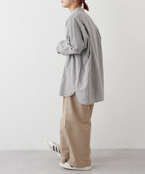 CIAOPANIC TYPY（チャオパニックティピー）の「【ユニセックス】ビエラチェック微起毛バンドカラーシャツ（シャツ/ブラウス・メンズ・ベージュ/オフホワイト/ブルー/グレー/グリーン/ネイビー・MEDIUM/LARGE）」の16枚目の写真