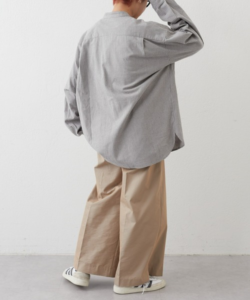 CIAOPANIC TYPY（チャオパニックティピー）の「【ユニセックス】ビエラチェック微起毛バンドカラーシャツ（シャツ/ブラウス・メンズ・ベージュ/オフホワイト/ブルー/グレー/グリーン/ネイビー・MEDIUM/LARGE）」の17枚目の写真