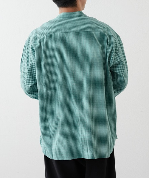 CIAOPANIC TYPY（チャオパニックティピー）の「【ユニセックス】ビエラチェック微起毛バンドカラーシャツ（シャツ/ブラウス・メンズ・ベージュ/オフホワイト/ブルー/グレー/グリーン/ネイビー・MEDIUM/LARGE）」の22枚目の写真