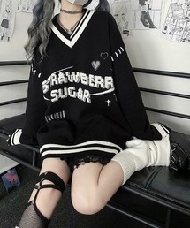 【OKUOKU　0909】ハート グラフィック ガーリー 量産型 ゆるふわ ニット oku-tops-726977111424-40 U