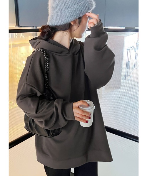 reca(レカ)の「ダンボールオーバーサイズパーカー(パーカー・レディース・ベージュ/ブラック/ブラウン/オフホワイト・FREE)」の3枚目の写真