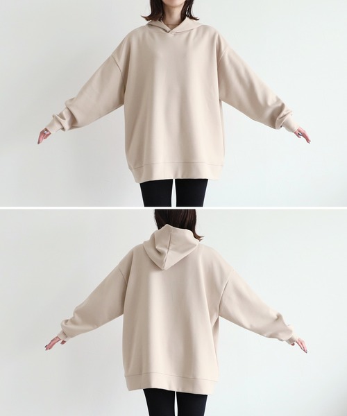 reca(レカ)の「ダンボールオーバーサイズパーカー(パーカー・レディース・ベージュ/ブラック/ブラウン/オフホワイト・FREE)」の19枚目の写真