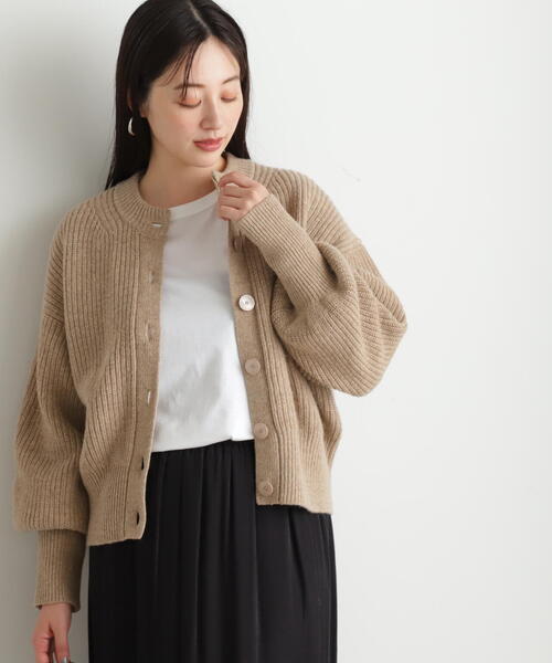 N.（N. Natural Beauty Basic）（エヌエヌナチュラルビューティーベーシック）の「◆ファインメリノウール混クルーネックカーディガン（カーディガン/ボレロ・レディース・ブルー/オフホワイト/モカ/ブラック・MEDIUM）」の22枚目の写真