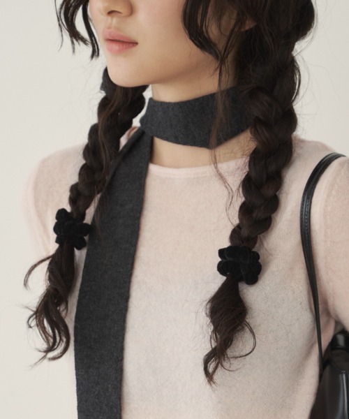 GIUNON(ジウノン)の「velour chouchou(2color set) / ベロアシュシュ(2カラーセット)(シュシュ・レディース・ブラック/レッド/ミント・FREE)」の6枚目の写真