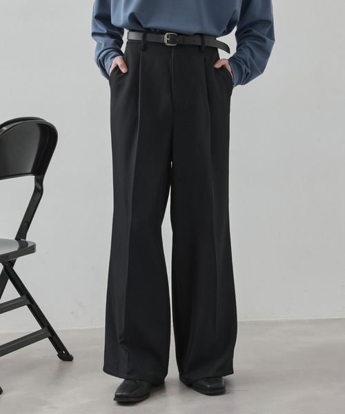 JUNRED（ジュンレッド）の「ライトスルースーパーフレアワイドパンツ（スラックス・メンズ・ブラック/チャコールグレー・S/M/L）」の12枚目の写真