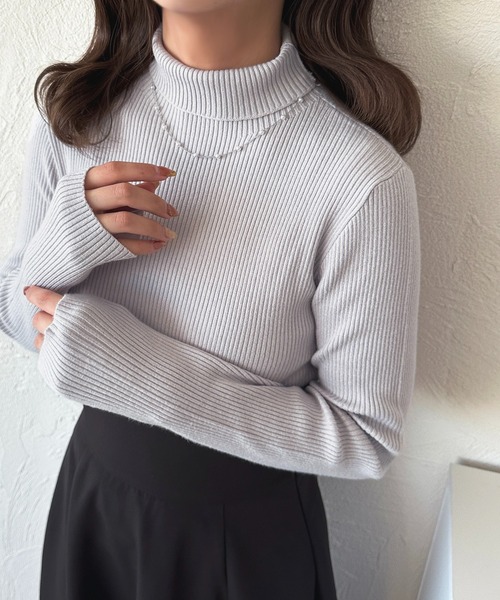 apres jour（アプレジュール）の「ハイネックリブニット【ZOZOTOW限定アイテム】（ニット/セーター・レディース・ブラック/カーキ/オフホワイト/グレー系その他/レッド/ライトピンク・X-LARGE/フリー）」の3枚目の写真