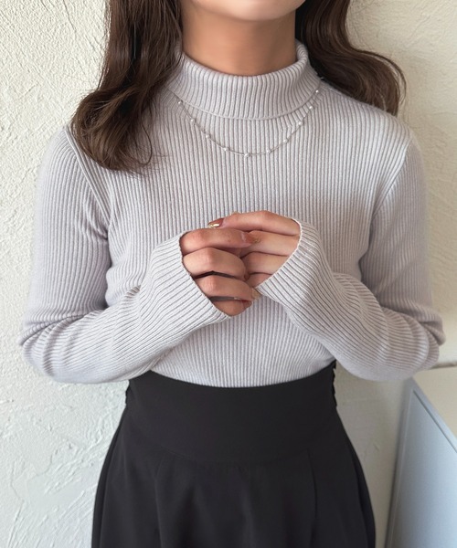 apres jour（アプレジュール）の「ハイネックリブニット【ZOZOTOW限定アイテム】（ニット/セーター・レディース・ブラック/カーキ/オフホワイト/グレー系その他/レッド/ライトピンク・X-LARGE/フリー）」の13枚目の写真