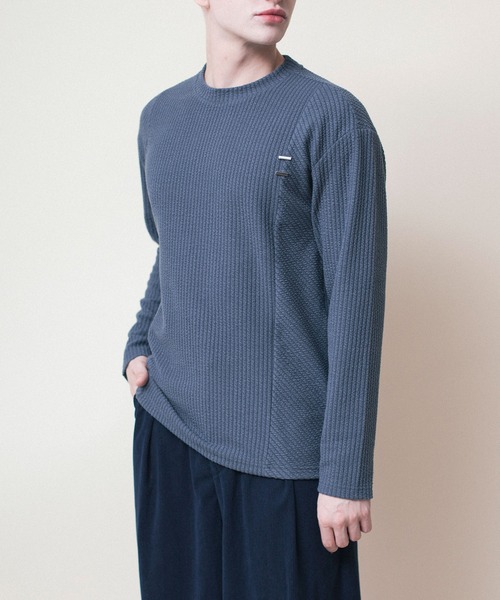 aimoha（アイモハ）の「aimoha men ビッグシルエットカットソー（ニット/セーター・メンズ・ブラック/ネイビー/グリーン/ベージュ・LARGE/XXX-LARGE/XX-LARGE/MEDIUM/X-LARGE）」の4枚目の写真