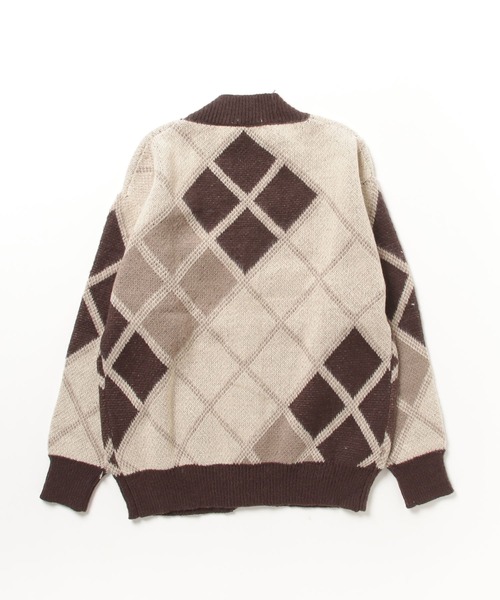 ALL RUNS（オールランズ）の「▲アーガイル柄カーディガン Vネック オーバーサイズ（カーディガン/ボレロ・メンズ・ブラウン・L/2XL/XL）」の7枚目の写真