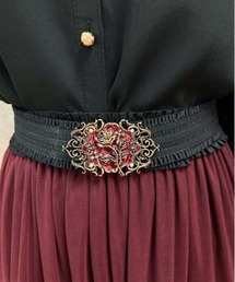 axes femme 薔薇彫刻　黒金色ハイヒール　レースベルト　ゴシックロリータ axes femme - axes femme 薔薇彫刻 黒金色ハイヒール レース