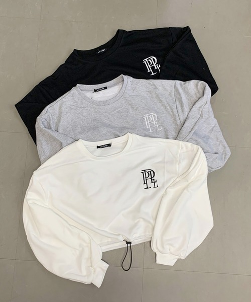 non-hedge(ノンヘッジ)の「裾ドロストロゴショート丈トップス(Tシャツ/カットソー・レディース・オフホワイト/ブラック/グレー・FREE)」の19枚目の写真