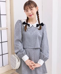TITTY&CO. | 【TITTY&CO.】【セットアップ】ジャガード丸衿長袖トップス(Tシャツ/カットソー)