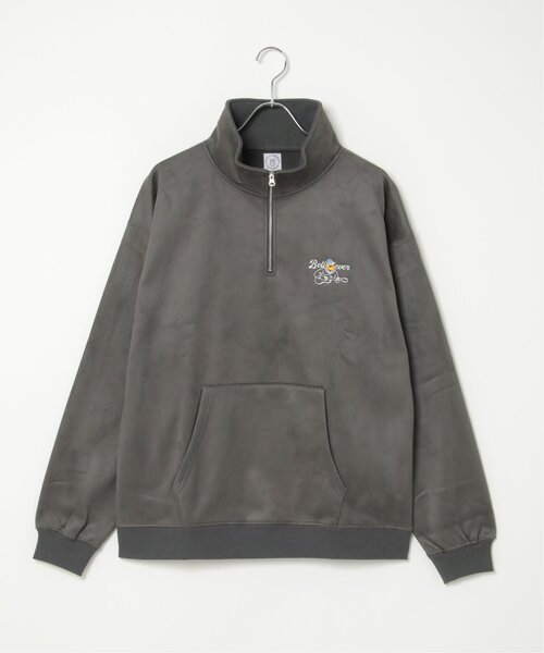 VENCEEXCHANGE（ヴァンスエクスチェンジ）の「フェイクスウェードヒゲ刺繍ハーフZIP（ポロシャツ・メンズ・グレー/チャコールグレー/オフホワイト/ブラウン・L/M）」の18枚目の写真