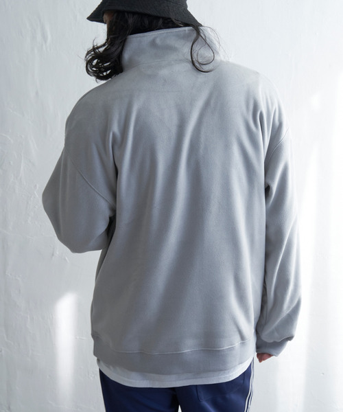VENCEEXCHANGE（ヴァンスエクスチェンジ）の「フェイクスウェードヒゲ刺繍ハーフZIP（ポロシャツ・メンズ・グレー/チャコールグレー/オフホワイト/ブラウン・L/M）」の19枚目の写真