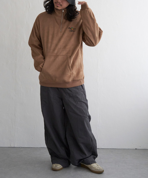 VENCEEXCHANGE（ヴァンスエクスチェンジ）の「フェイクスウェードヒゲ刺繍ハーフZIP（ポロシャツ・メンズ・グレー/チャコールグレー/オフホワイト/ブラウン・L/M）」の22枚目の写真