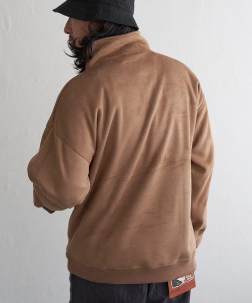 VENCEEXCHANGE（ヴァンスエクスチェンジ）の「フェイクスウェードヒゲ刺繍ハーフZIP（ポロシャツ・メンズ・グレー/チャコールグレー/オフホワイト/ブラウン・L/M）」の6枚目の写真