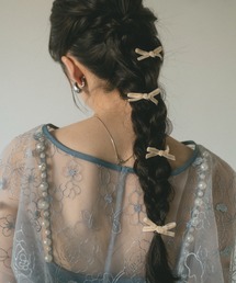 ベロアリボンミニヘアクリップ