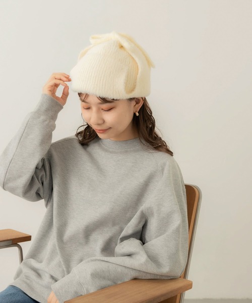 SMELLY（スメリー）の「シャギーニットフライトキャップ（ニットキャップ/ビーニー・レディース・アイボリー/ブラック・-）」の8枚目の写真