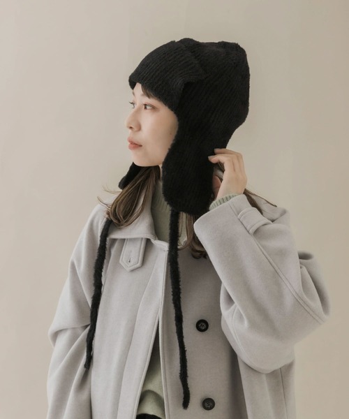 SMELLY（スメリー）の「シャギーニットフライトキャップ（ニットキャップ/ビーニー・レディース・アイボリー/ブラック・-）」の11枚目の写真