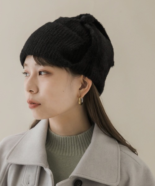 SMELLY（スメリー）の「シャギーニットフライトキャップ（ニットキャップ/ビーニー・レディース・アイボリー/ブラック・-）」の12枚目の写真