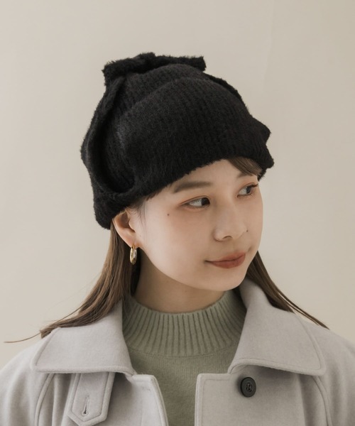 SMELLY（スメリー）の「シャギーニットフライトキャップ（ニットキャップ/ビーニー・レディース・アイボリー/ブラック・-）」の13枚目の写真