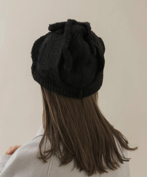 SMELLY（スメリー）の「シャギーニットフライトキャップ（ニットキャップ/ビーニー・レディース・アイボリー/ブラック・-）」の14枚目の写真