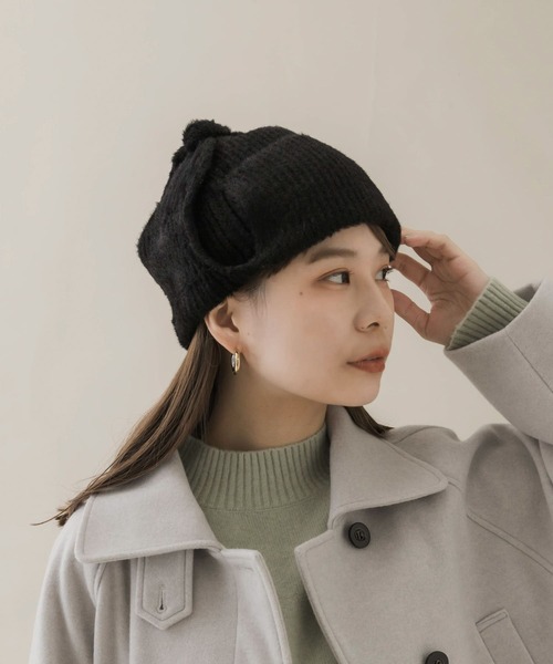 SMELLY（スメリー）の「シャギーニットフライトキャップ（ニットキャップ/ビーニー・レディース・アイボリー/ブラック・-）」の15枚目の写真