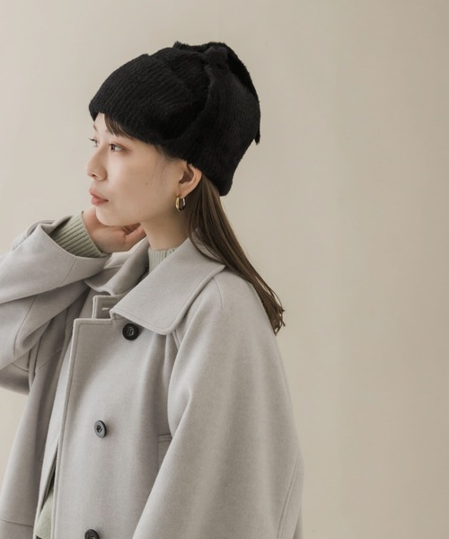 SMELLY（スメリー）の「シャギーニットフライトキャップ（ニットキャップ/ビーニー・レディース・アイボリー/ブラック・-）」の16枚目の写真