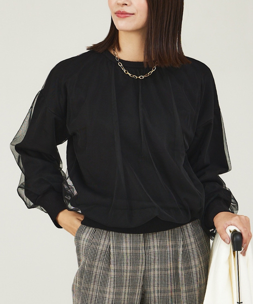 abahouse mavie（アバハウスマヴィ）の「チュールニットプルオーバー（ニット/セーター・レディース・ホワイト/レモンイエロー/ブラック・フリー）」の3枚目の写真