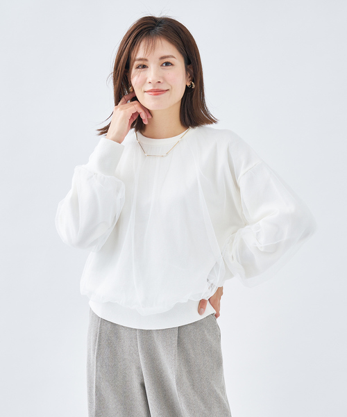 abahouse mavie（アバハウスマヴィ）の「チュールニットプルオーバー（ニット/セーター・レディース・ホワイト/レモンイエロー/ブラック・フリー）」の4枚目の写真