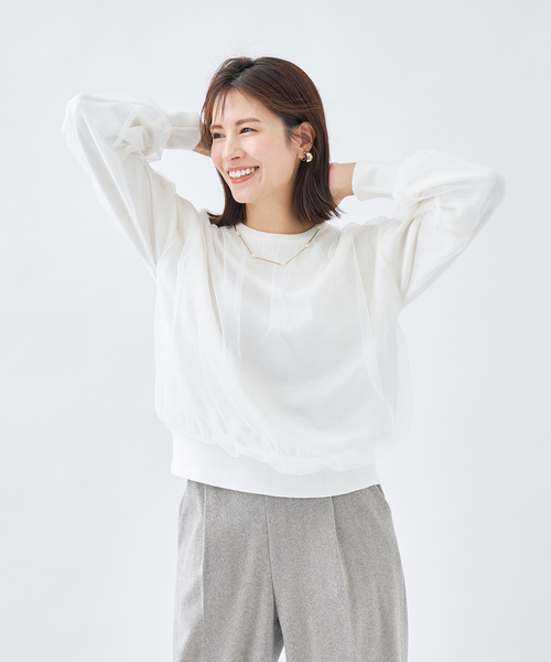 abahouse mavie（アバハウスマヴィ）の「チュールニットプルオーバー（ニット/セーター・レディース・ホワイト/レモンイエロー/ブラック・フリー）」の5枚目の写真