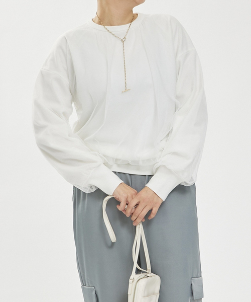 abahouse mavie（アバハウスマヴィ）の「チュールニットプルオーバー（ニット/セーター・レディース・ホワイト/レモンイエロー/ブラック・フリー）」の8枚目の写真