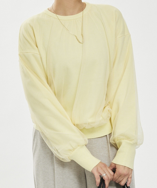 abahouse mavie（アバハウスマヴィ）の「チュールニットプルオーバー（ニット/セーター・レディース・ホワイト/レモンイエロー/ブラック・フリー）」の11枚目の写真